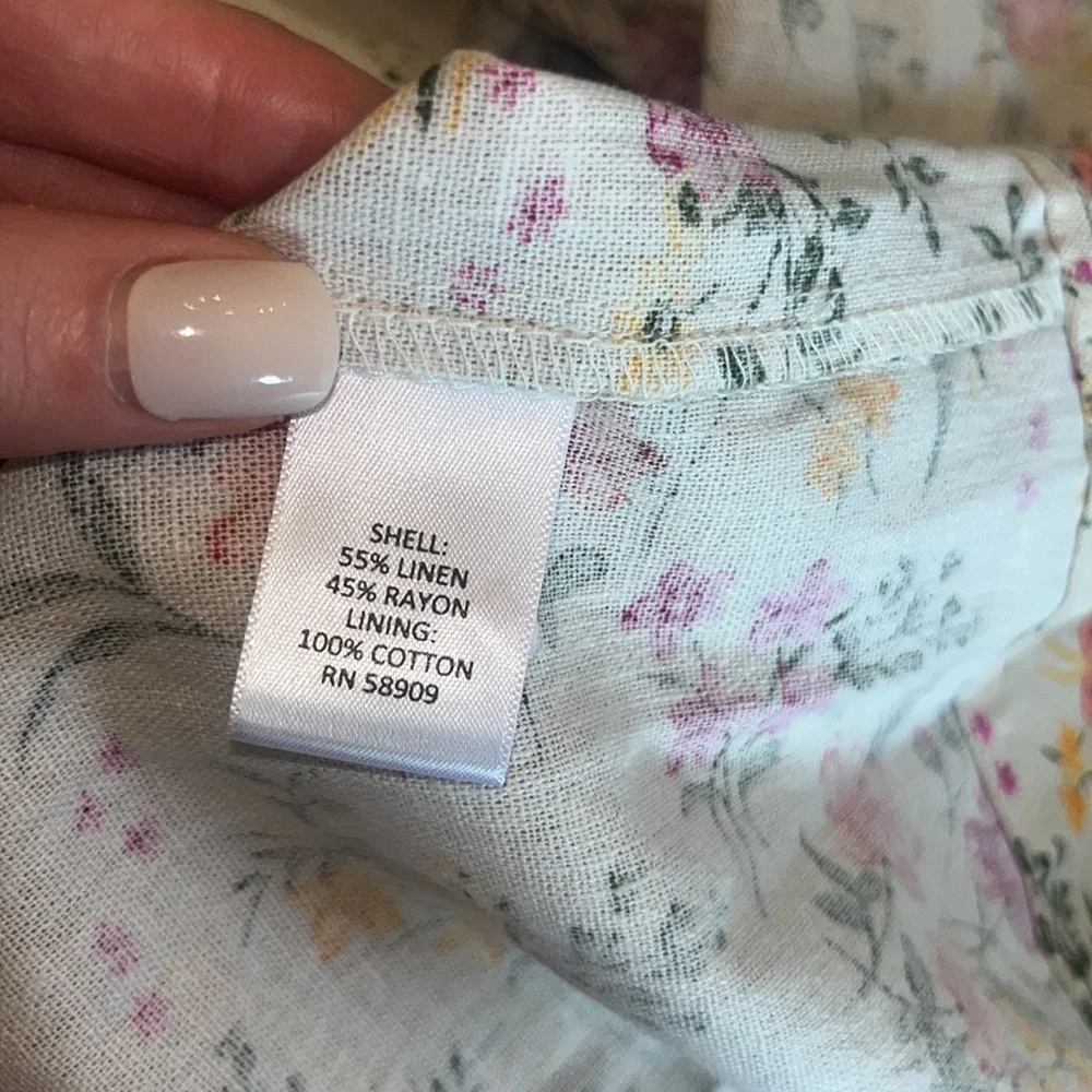 NEW Chelsea & Violet beige pink floral sleeveless linen blend dress - Picture 12 of 14